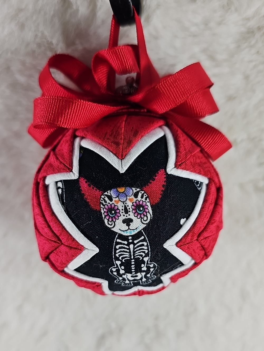 Dia De Muertos Cat  Homemade Fabric Ornament